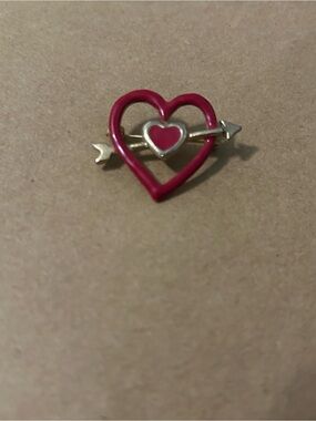 Heart Arrow Enamel Pin - Red Heart with Gold Arrow